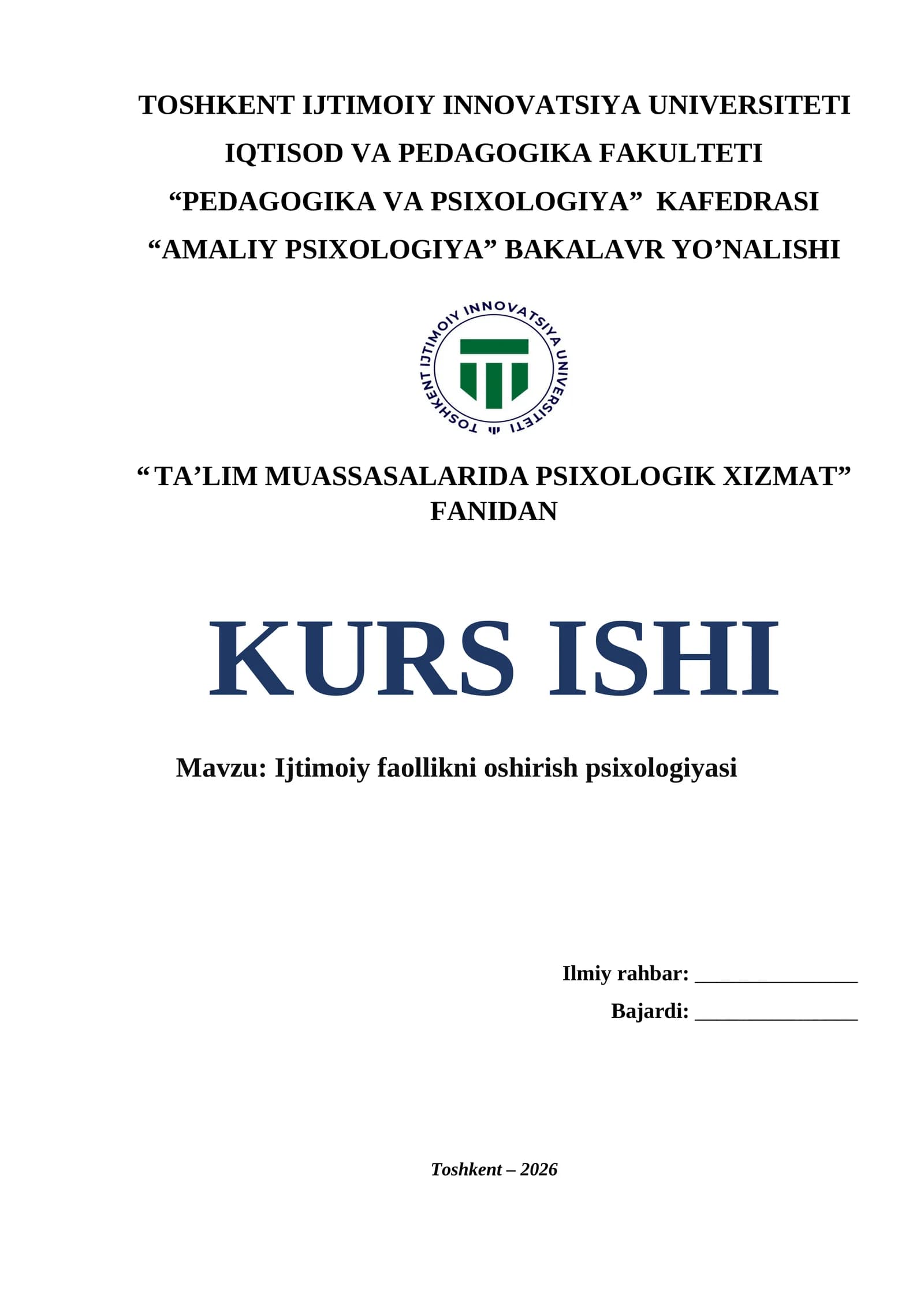 Ijtimoiy faollikni oshirish psixologiyasi.