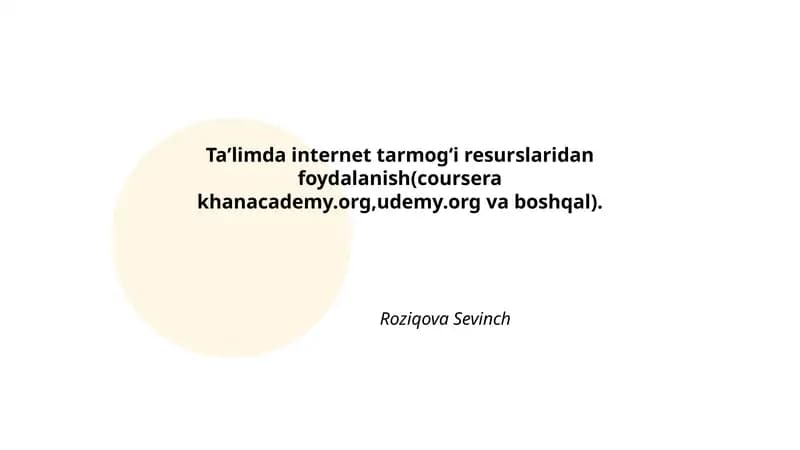 Ta'limda internet resurslaridan foydalanish