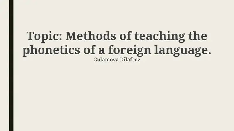 Phonetics Instruction Methods