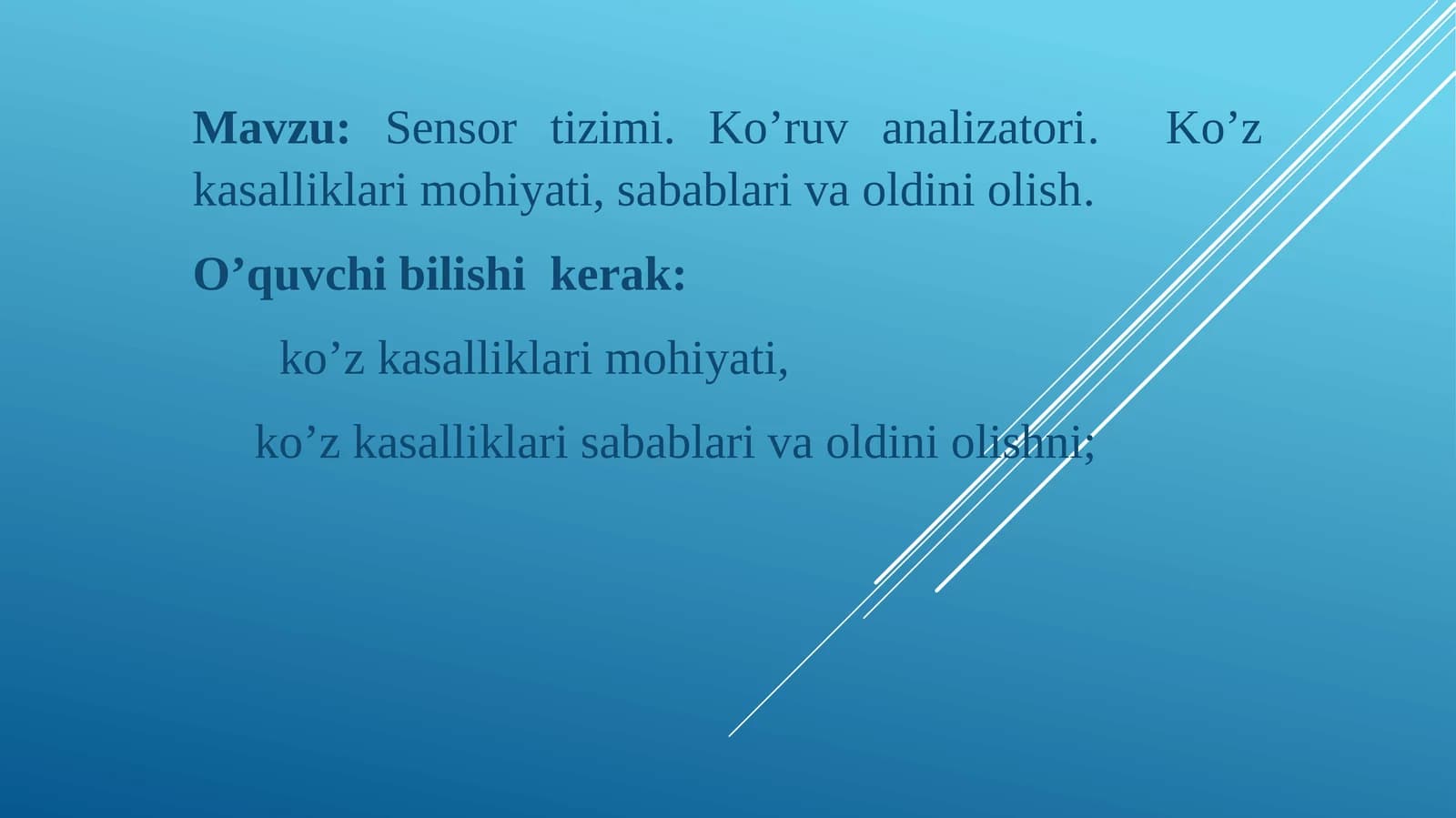 Ko'z kasalliklari. Glaukoma