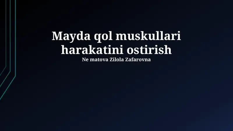 Yelka Mushaklarining Harakatini Oshirish Usullari