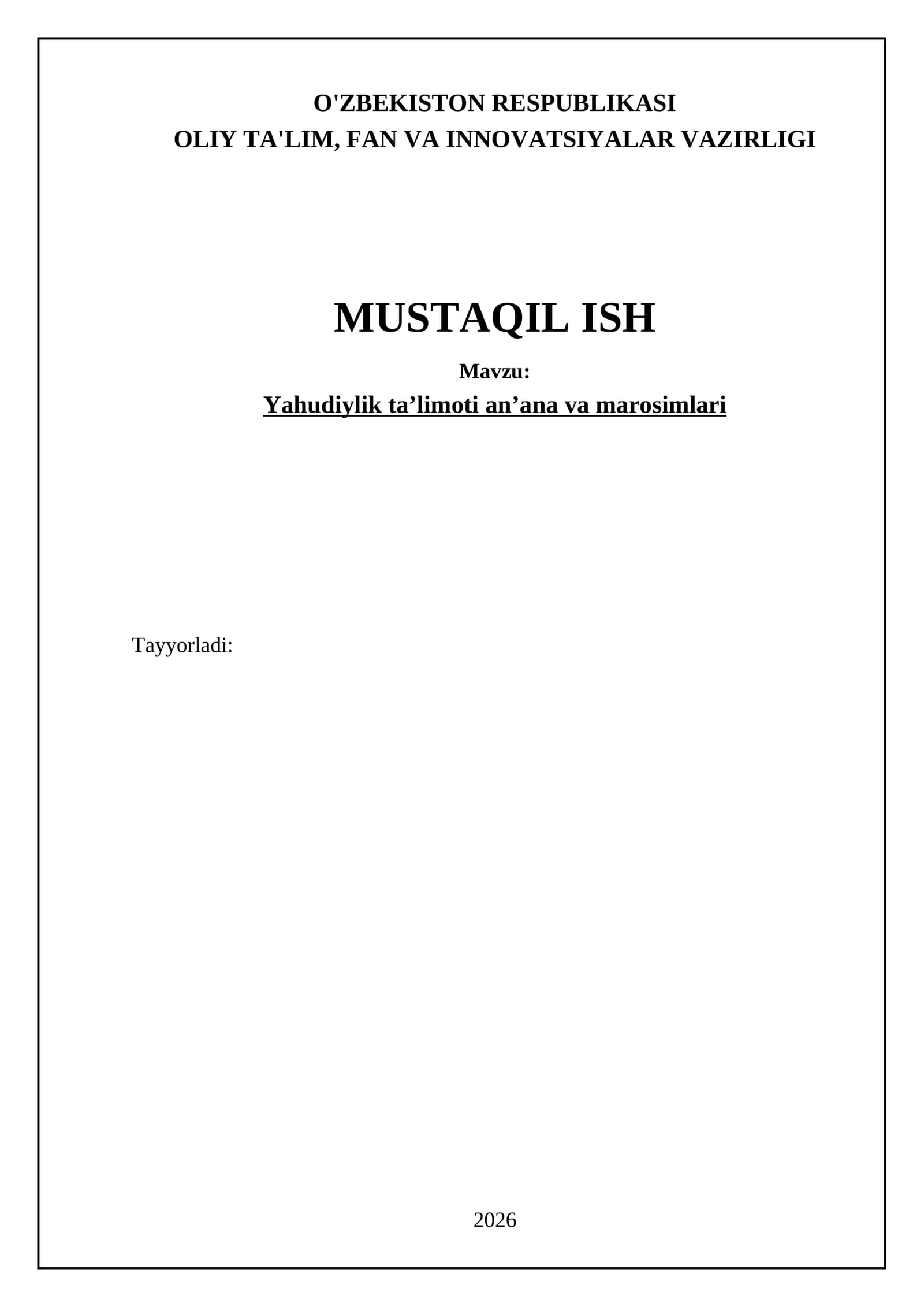 Yahudiylik ta’limoti an’ana va marosimlari