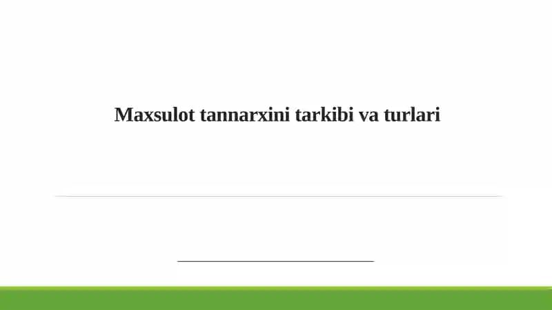 Maxsulot narxining asosiy komponentlari va ularning ta'siri