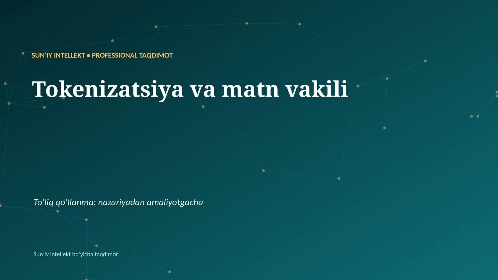 Tokenizatsiya va matn vakili
