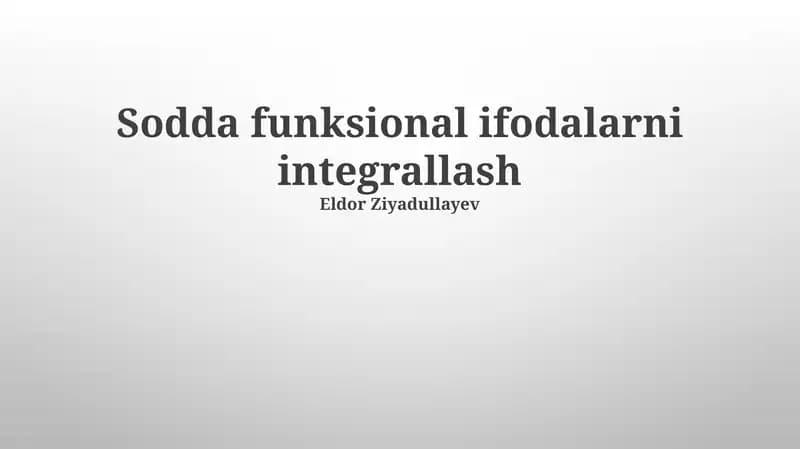 Eksponent funksiyalarni integrallash