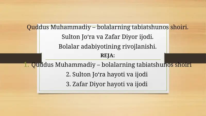 QuddusMuhammadiy – bolalarning tabiatshunos shoiri