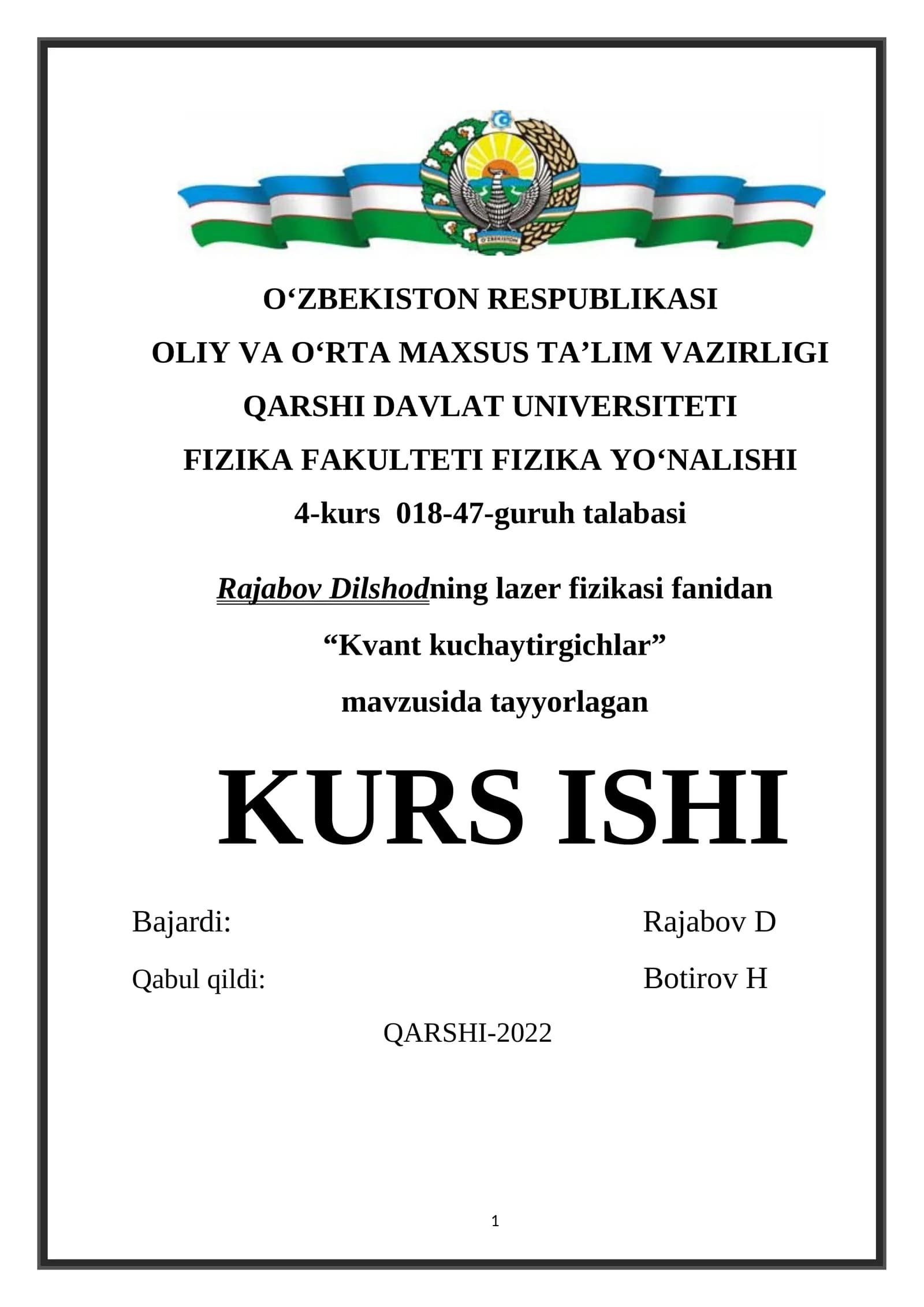 Kvant kuchaytirgichlar