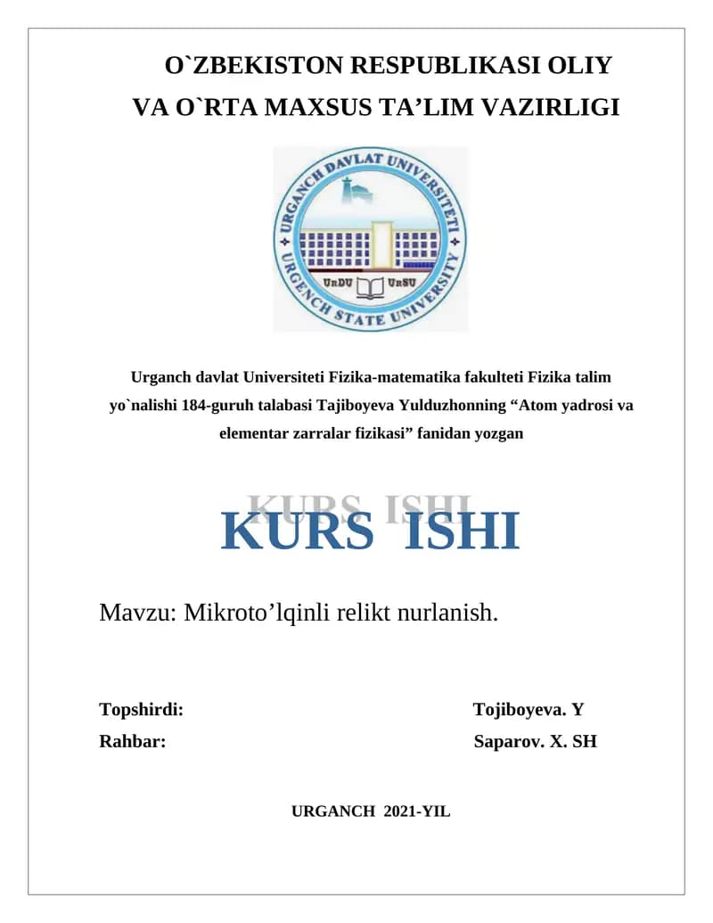 "Atom yadrosi va elementar zarralar fizikasi"
