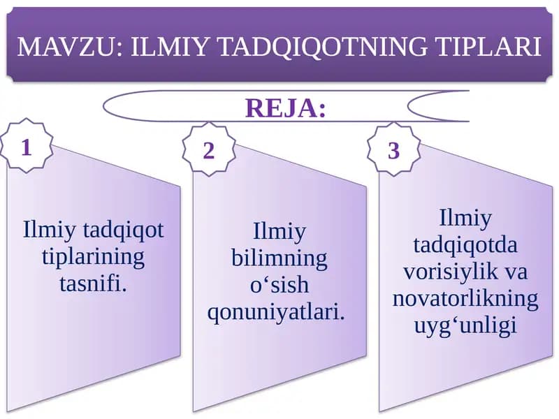 ILMIY TADQIQOTNING TIPLARI
