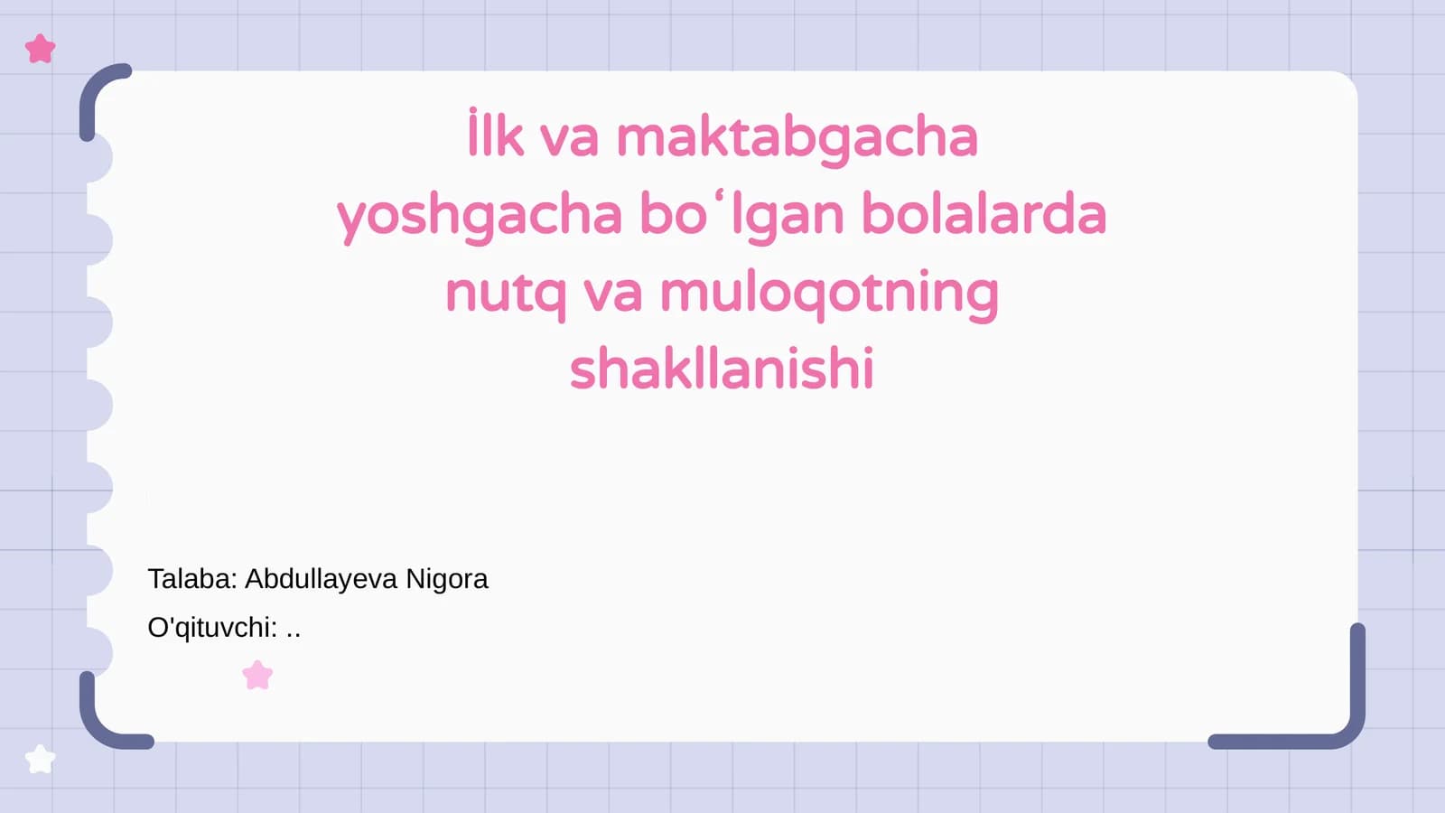 Nutq va muloqotning shakllanishi