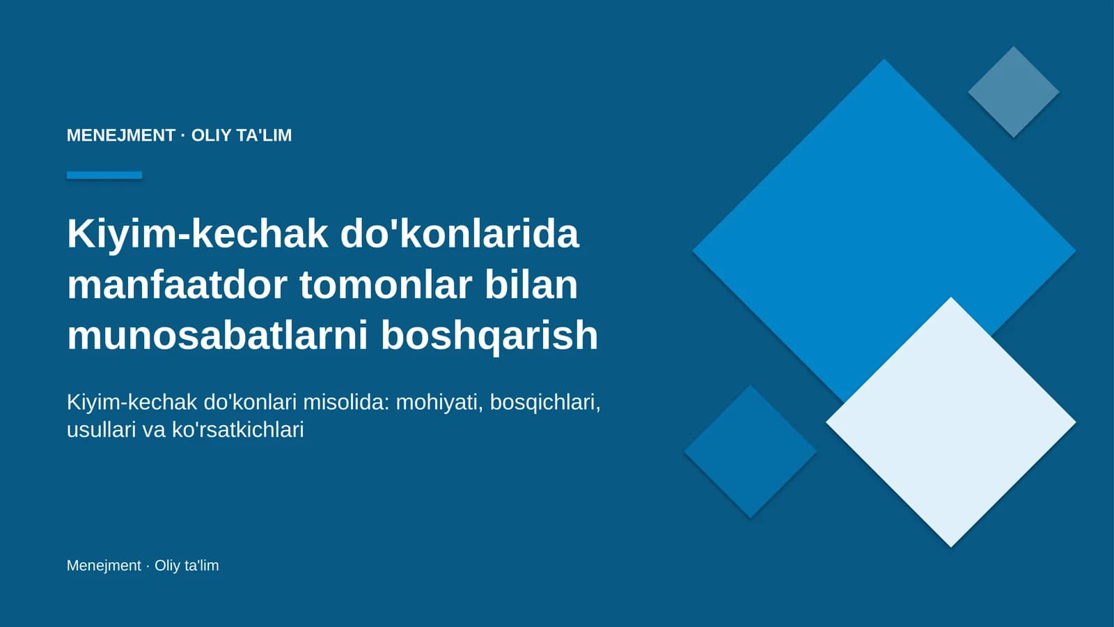 Kiyim-kechak do'konlarida manfaatdor tomonlar bilan munosabatlarni boshqarish