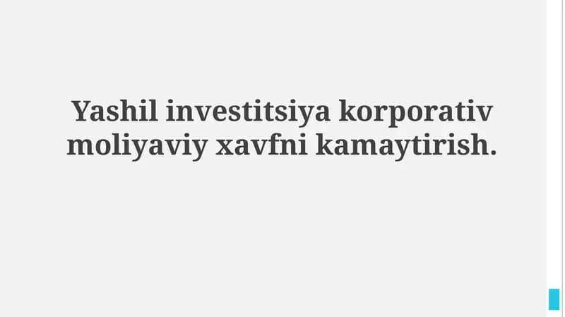 Korporativ moliyaviy xavf va investitsiyalar