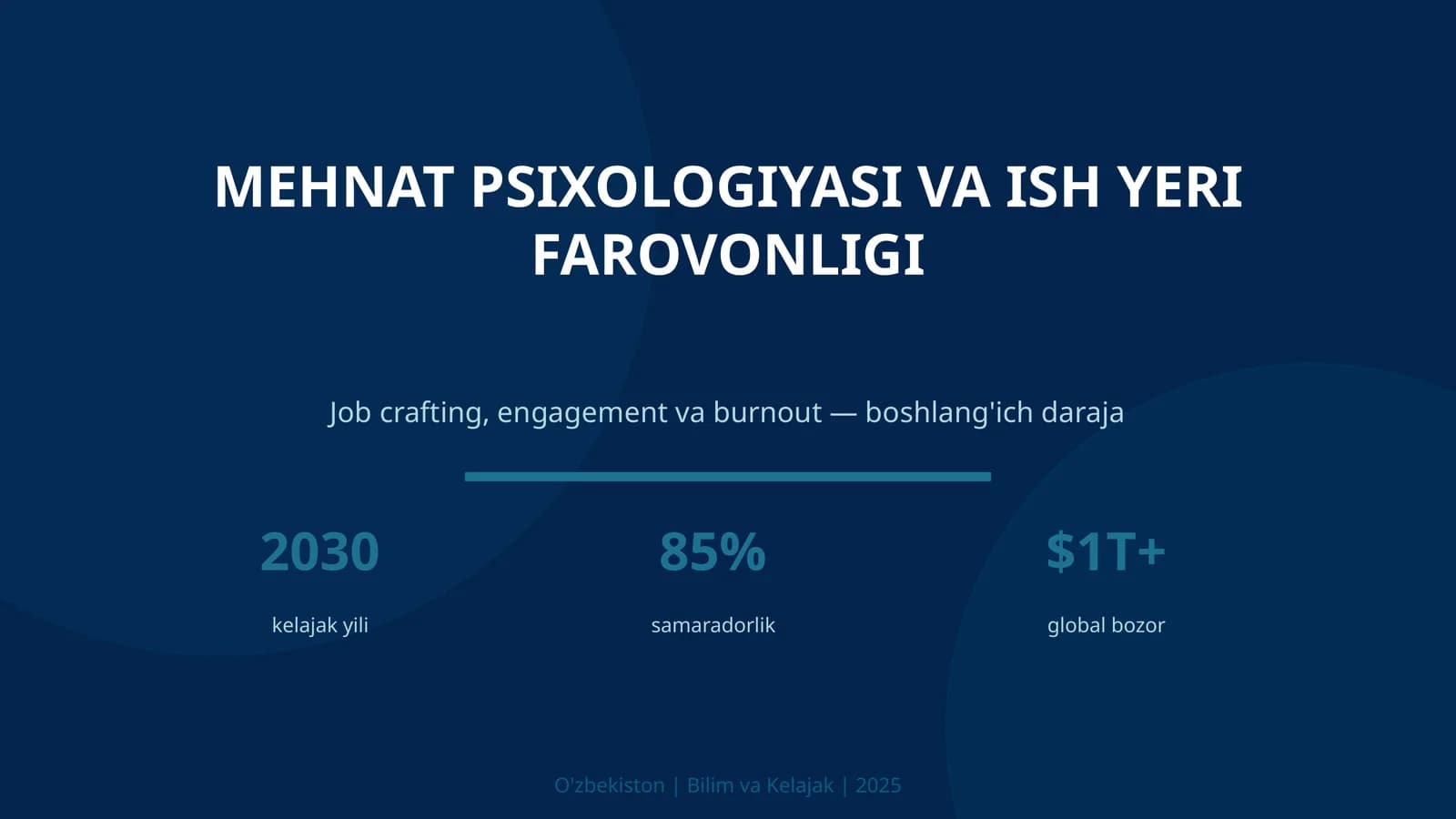 MEHNAT PSIXOLOGIYASI VA ISH YERI FAROVONLIGI
