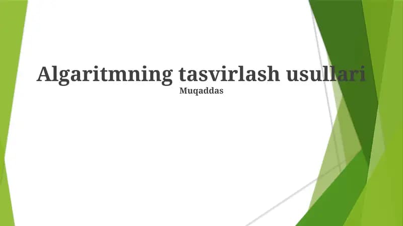 Algoritmning tasvirlash usullari