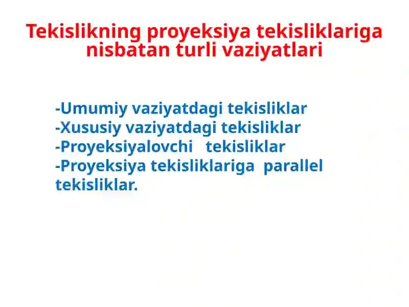 Proyeksiyalovchitekisliklar