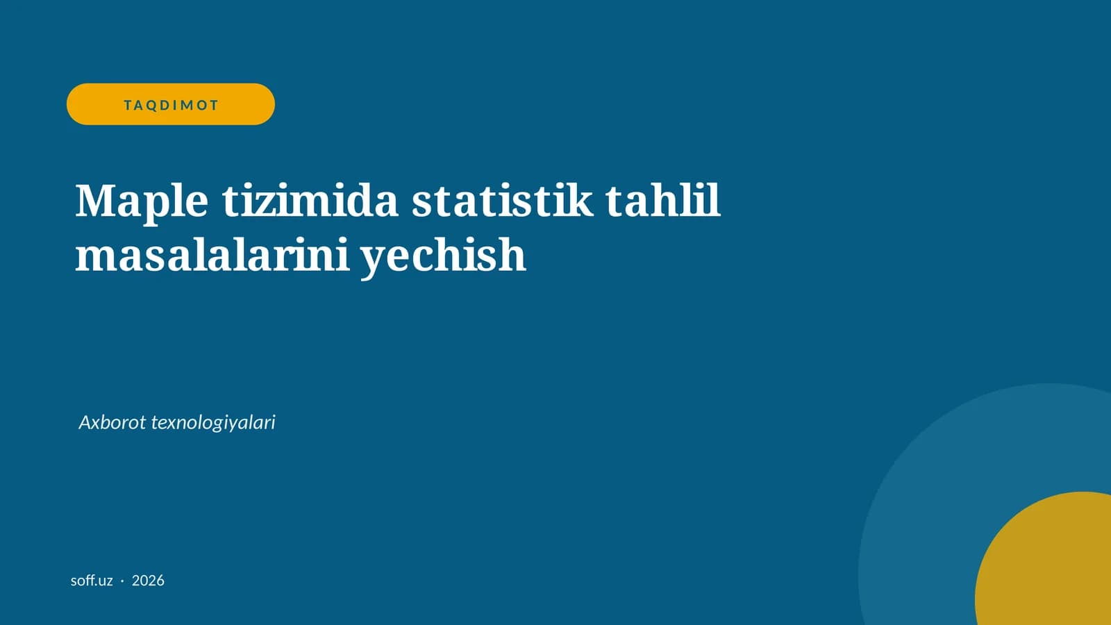 Maple tizimida statistik tahlil masalalarini yechish