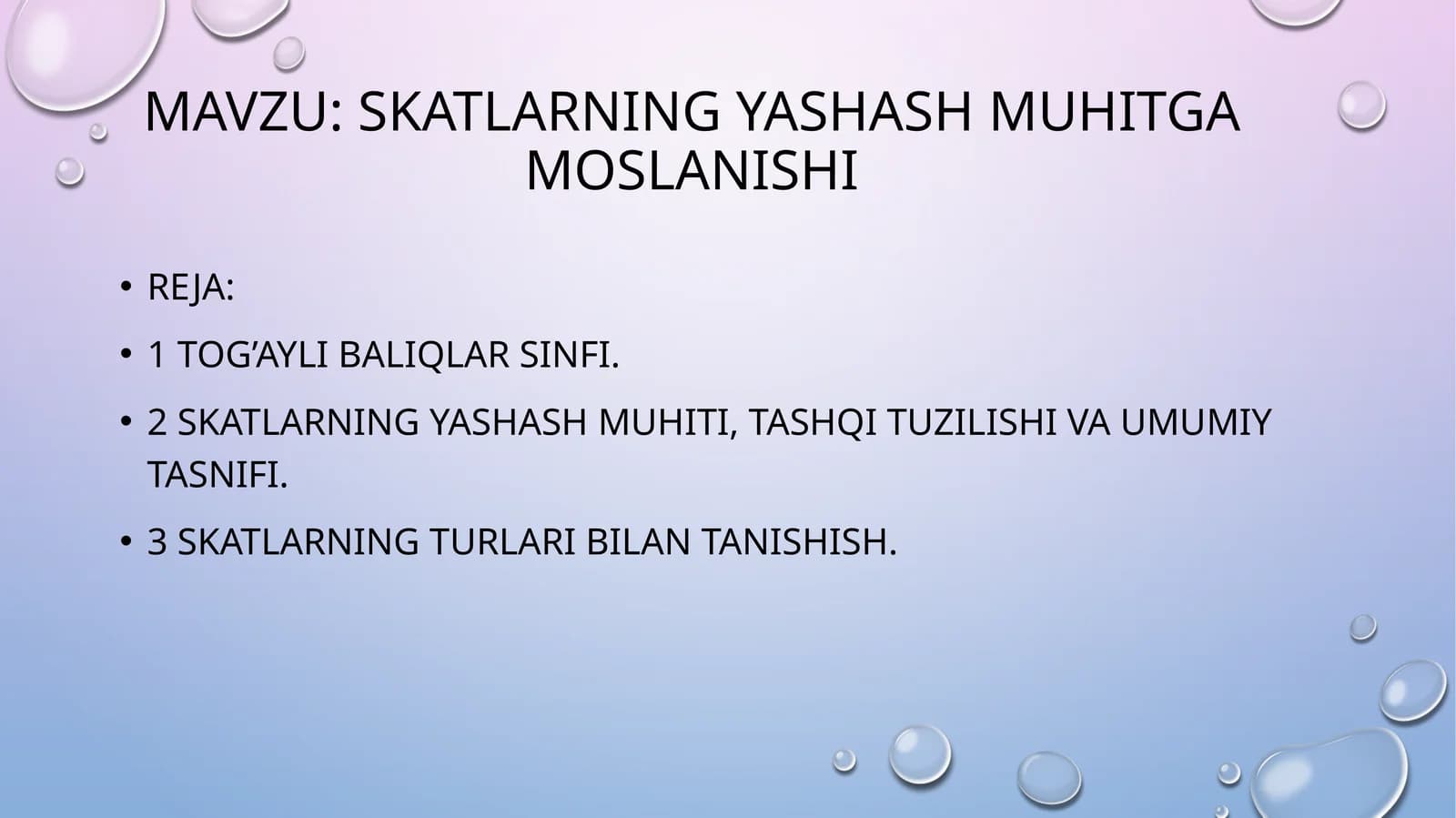 skatlarning yashash muhitga moslanishi