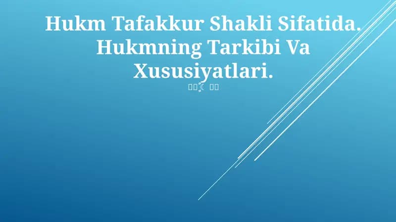 Hukm Tafakkur Shakli Sifatida