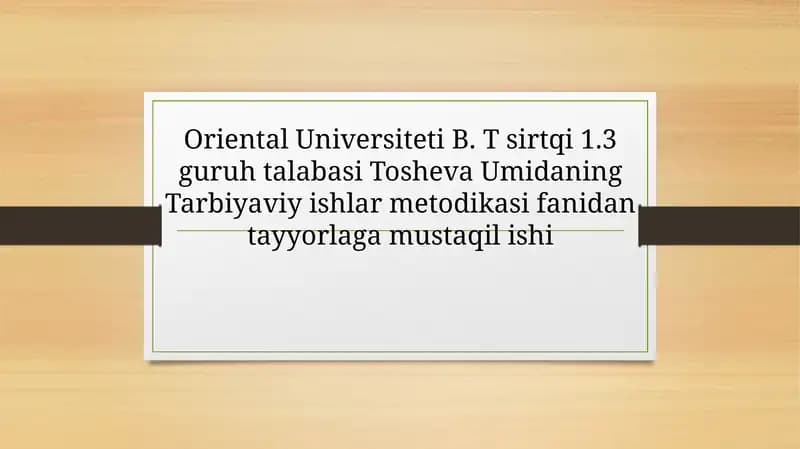 Tarbiyaviy-ishlar metodikasi