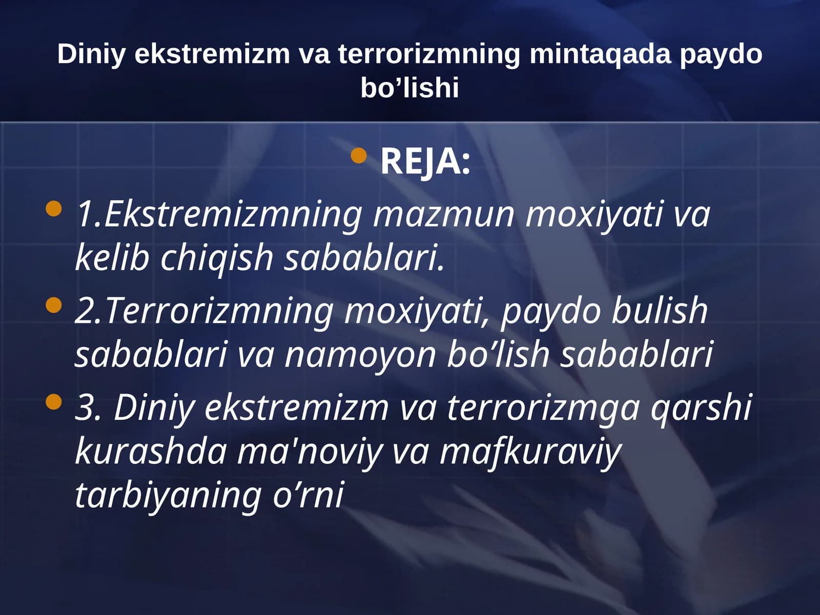 Diniy ekstremizm va terrorizmning mintaqada paydo bo’lishi