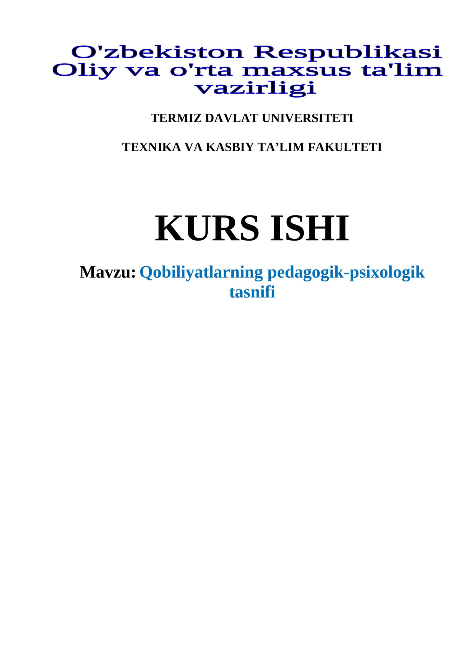 Qobiliyatlarning pedagogik-psixologik tasnifi