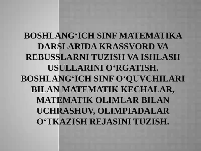 Boshlang‘ich sinf matematika darslari