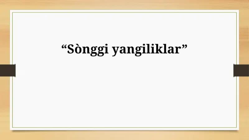 Songgi yangiliklar