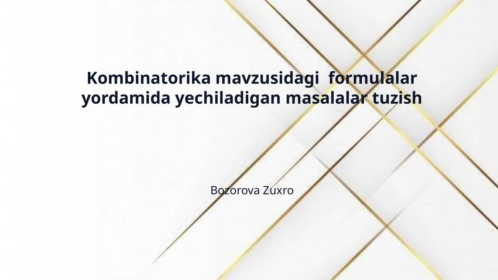 Kombinatorika mavzusidagi  formulalar yordamida yechiladigan masalalar tuzish