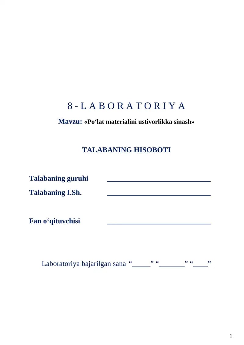 «Po‘lat materialini ustivorlikka sinash»