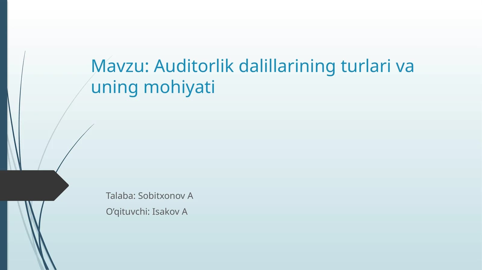 Auditorlik dalillarining turlari va uning mohiyati