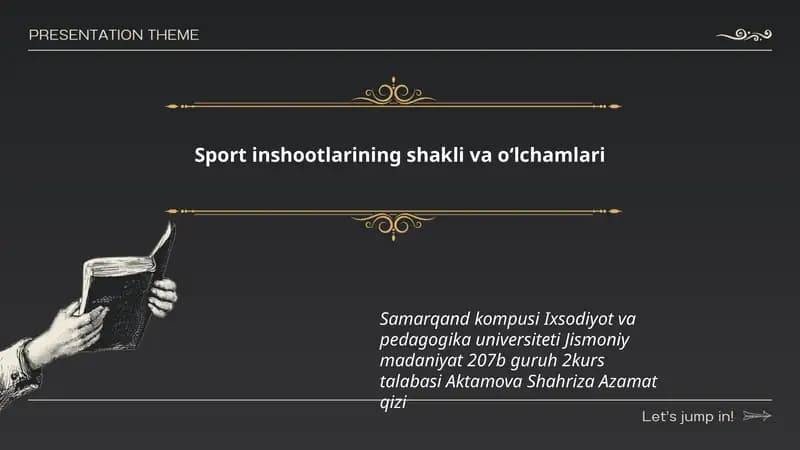 Sport inshootlarining shakli va oʻlchamlari