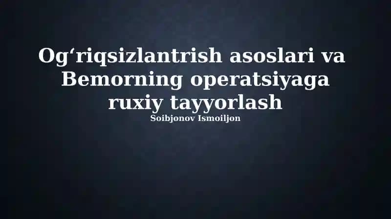 Anesteziya asoslari