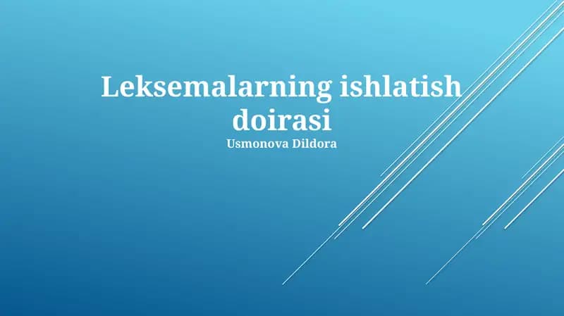 Leksemalarning ishlatish doirasi