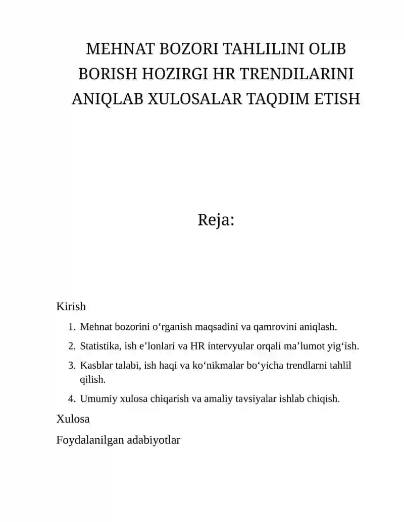Mehnat bozori tahlini