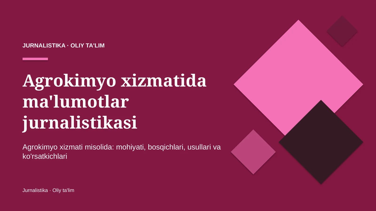 Agrokimyo xizmatida ma'lumotlar jurnalistikasi