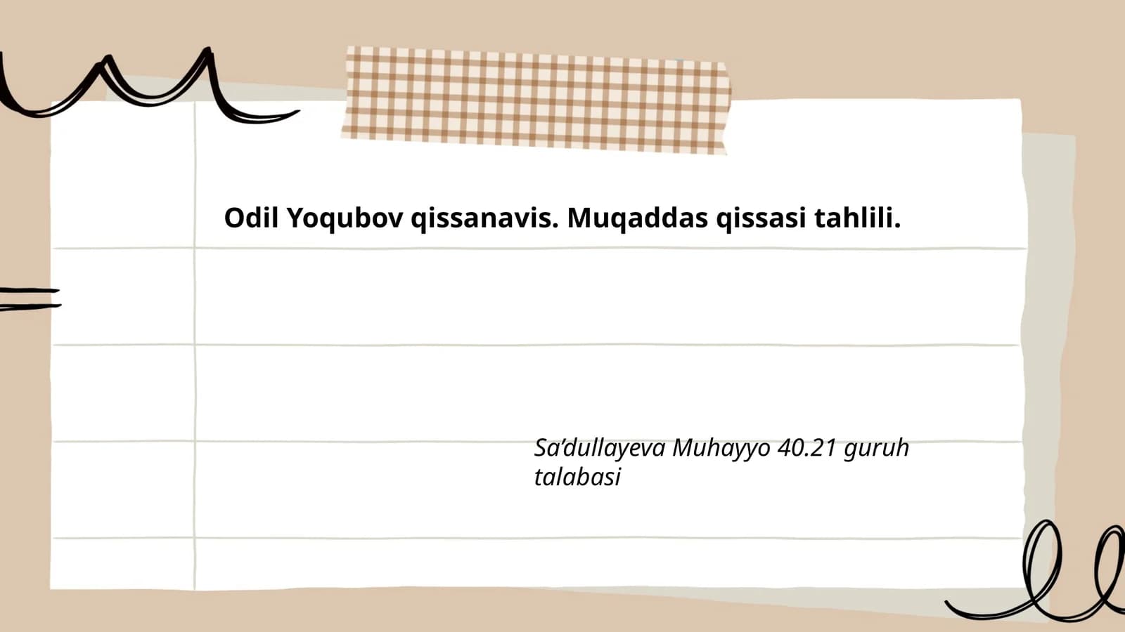 Muqaddas qissasi tahlili