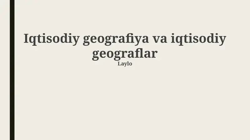 Iqtisodiy geografiya va iqtisodiy geograflar