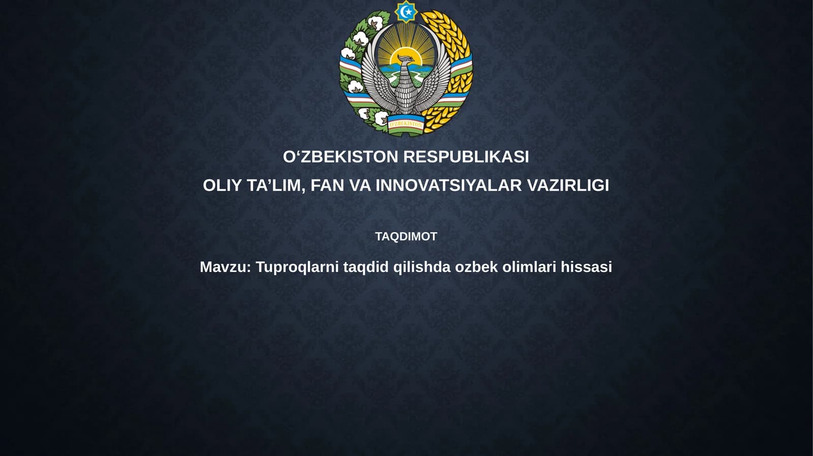 Tuproqlarni taqdim qilishda O'zbek olimlari hissasi