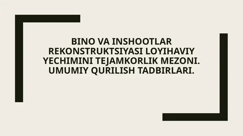 Binovainshootlar rekonstruktsiyasi loyihasi