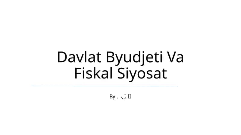 Davlat Byudjeti Va Fiskal Siyosat
