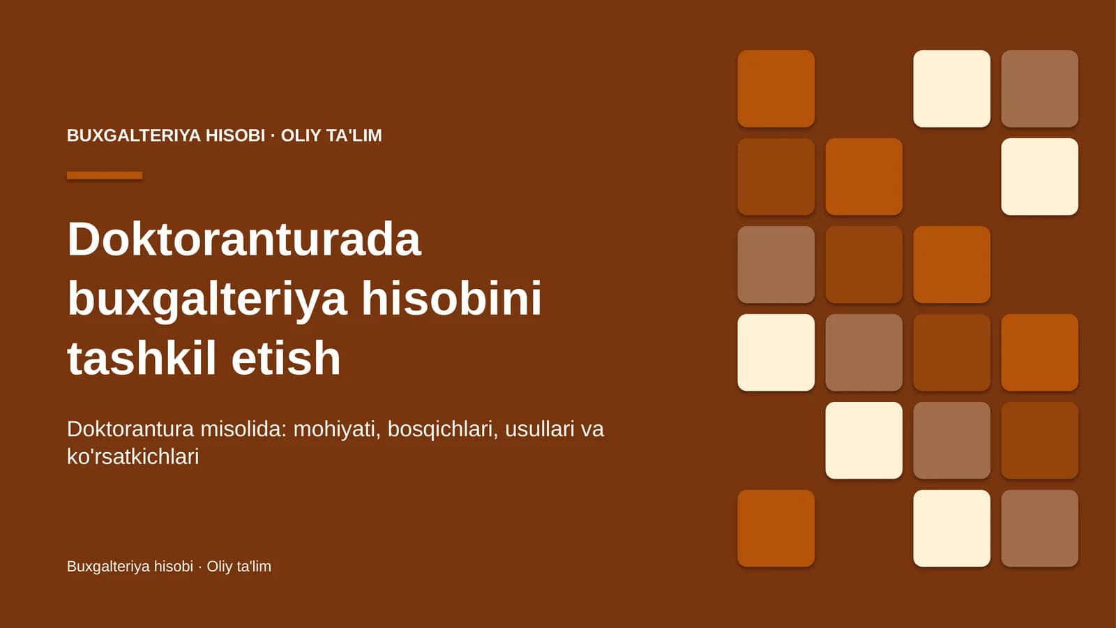 Doktoranturada buxgalteriya hisobini tashkil etish