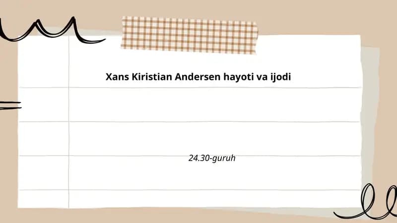 Xans Kiristian Andersen hayoti va ijodi