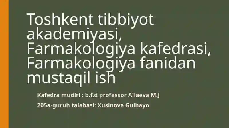 FITOPREPARATLAR VA ULARNING QO’LLANISHI