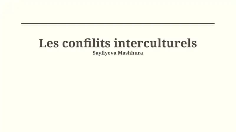 Les confilits interculturels