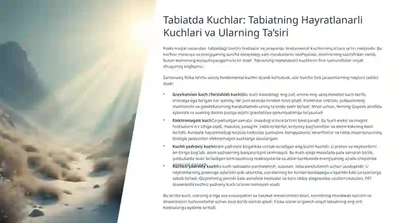 Tabiatda Kuchlar: Tabiatning Hayratlanarli Kuchlari va Ularning Ta’siri
