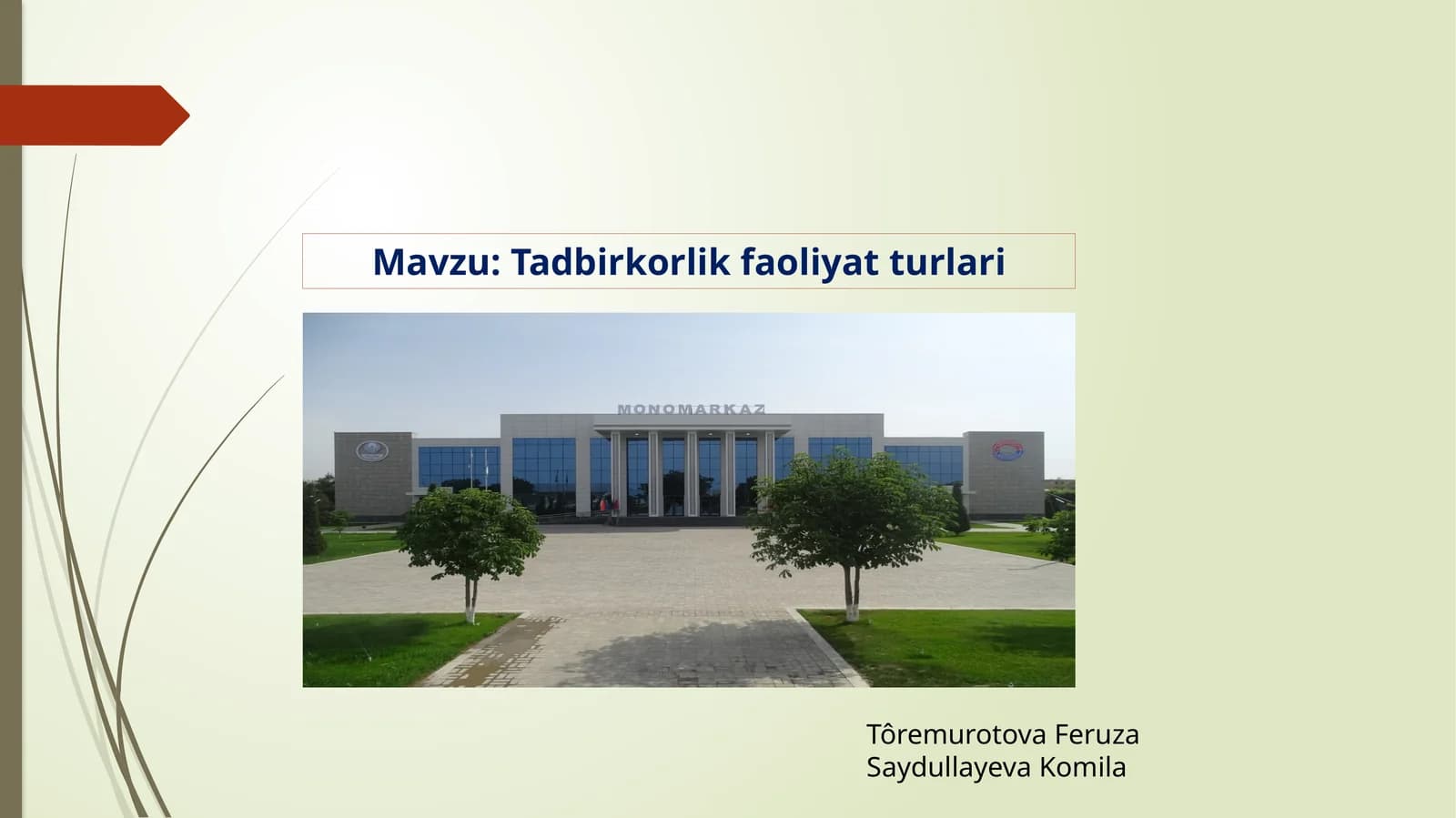 TADBIRKORLIK FAOLIYATI TURLARI