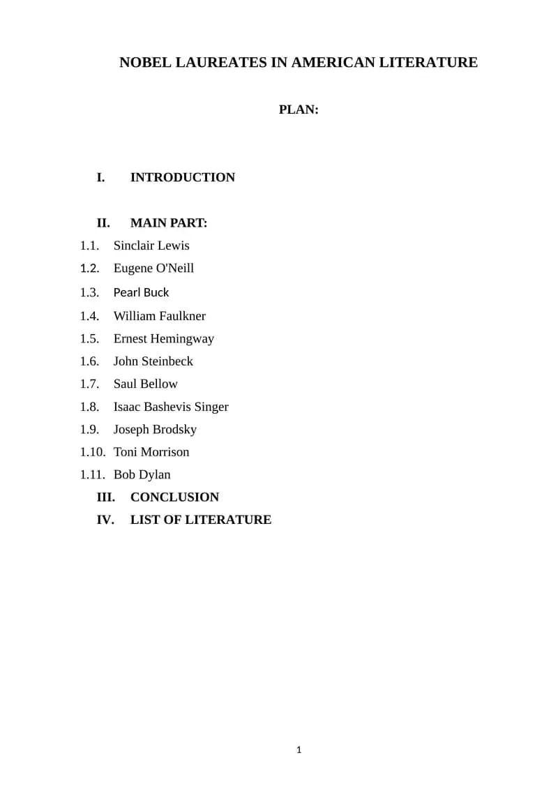 NOBEL LAUREATES IN AMERICAN LITERATURE