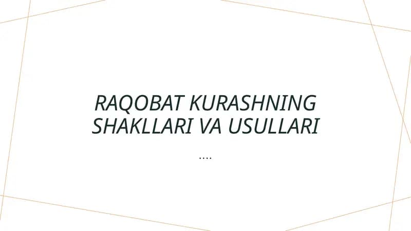 Raqobat Kurashning Tushunchalari
