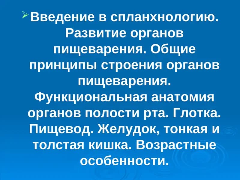 Введение в спланхнологию