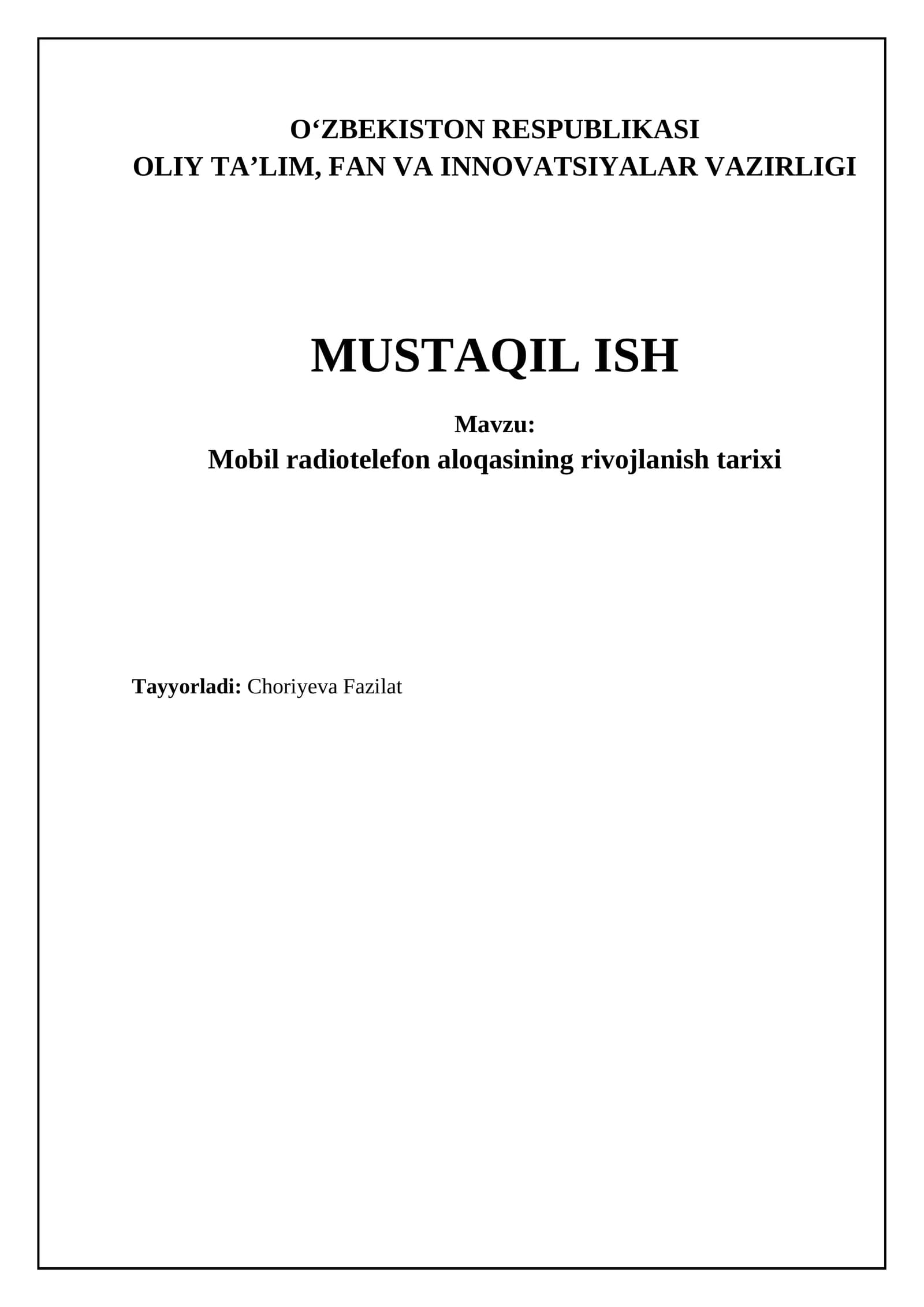 Mobil radiotelefon aloqasining rivojlanish tarixi